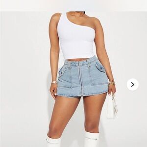 Fashion Nova Light blue denim mini skort